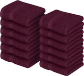 Utopia Towels front pack burgundy showing 12 cloths and neat fold benefiting quick selection
