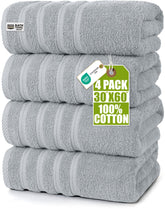 Utopia Towels front pack view showing cool grey towels and value pack benefit