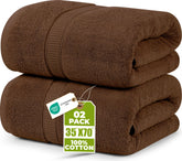 Utopia Towels front packaging showing two dark brown bath sheets for value