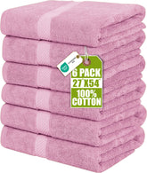 Utopia Towels front packaging in pink showing six-towel pack and value