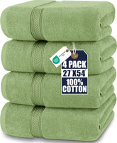 Utopia Towels front packaging in sage green showing set of four and premium look