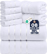 Utopia Towels front packaging showing full eight-piece set and clean presentation