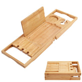 Utoplike bamboo caddy front view showing stable bath setup and peaceful relaxation