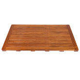 Utoplike front view of teak bath mat showing elegant profile and warmth