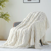 Uttermara front view of queen weighted blanket showing cozy fleece and décor benefit