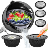 UTTKOJ front view showing full colander and bowl set, saves space