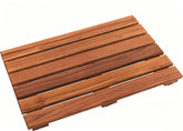 VaeFae front view of teak shower mat showing compact shape and elegance