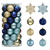 Valery Madelyn front packaging showing 50 blue and gold ornaments for quick setup