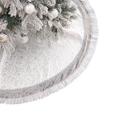 Valery Madelyn front view of silver tree skirt shows elegant finish and unified base