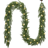 Valery Madelyn full-length garland front view showing lush Norfolk pine and coverage