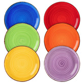 vancasso front view of six plates showing colorful set and easy storage benefit