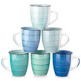 vancasso front view showing six colorful mugs and bright table appeal