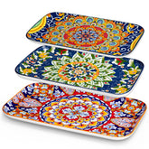 vancasso front view of three rectangular platters showing sizes and finish, elegant presentation