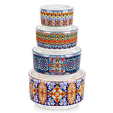 vancasso SIMI front view of four bowls with lids showing set completeness and style