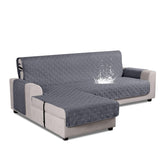 VANSOFY full front view on L-shaped sofa showing complete protection and neat fit
