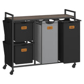 VASAGLE front view of 4-section hamper showing organized baskets and capacity benefit