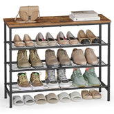 VASAGLE front view of 4-tier shoe rack showing compact organized storage