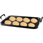 Vayepro front view of 22 inch griddle showing full cooking area and handles for larger meals