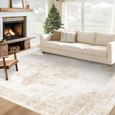 VECARF front view beige rug showing vintage medallion and cozy appeal