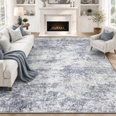 VECARF front view of 8x10 blue grey rug showing modern pattern and balance