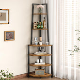VECELO full front view of 6-tier corner shelf showing storage benefit