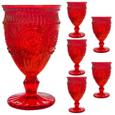 Veiuwa red goblet front view showing elegant stem and deep crimson color for festive tables