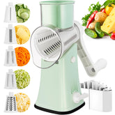 VEKAYA front view of rotary cheese grater showing full unit and assembled drum, clear benefit quick prep