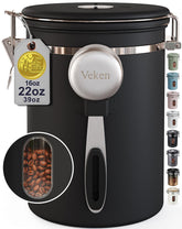 Veken canister front view showcasing sleek stainless steel and modern design benefits storage