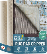Veken front view of rug pad package showing size and benefits