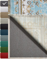 Veken front packaging showing 9x12 dark grey rug pad and benefit of secure hold