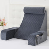 Vekkia front view of 21-inch reading pillow showing full backrest and comfort