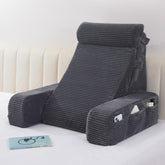 Vekkia front view of reading pillow showing armrests and upright support benefit