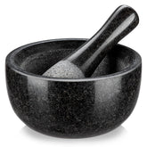 Velaze granite mortar front view showing sturdy bowl and stable base for safe grinding