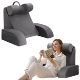 Velorose front view grey reading pillow showing supportive headrest and wedge back