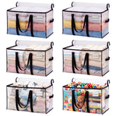 VENO front view of clear moving bags showing full contents and easy visibility