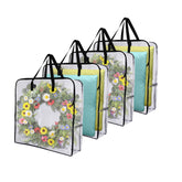 VENO front view showing four clear square wreath bags and neat storage