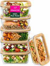 VERDESSA front view of six-pack containers showing glass lids and bamboo rim, organized