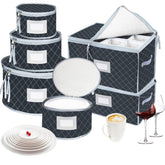 VERONLY front view of the grey six-piece storage set showing neat packaging and protection