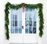 VersaCharm front view of full 9 ft Norfolk pine garland showing lush coverage