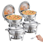 VEVOR front view chafing dish showing polished stainless steel and professional look