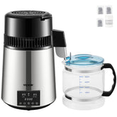 VEVOR front view stainless steel distiller showing compact durable body and performance