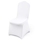 VEVOR front view of white chair cover showing clean fit and uniform look