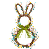 VGIA front door bunny wreath welcoming guests with pastel eggs and spring charm