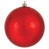Vickerman red shiny ball front view showing glossy finish and ready-to-hang cap
