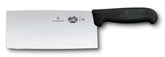 Victorinox Fibrox cleaver front view showing full blade and ergonomic handle for balanced control