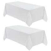 VidaFete front view of white tablecloth on a styled table, professional finish