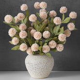 VIERENA front view of six beige pompon mum stems showing full bouquet impact