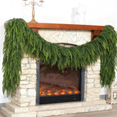 VIERENA front view of 9ft Norfolk pine garland highlighting full coverage benefit