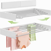 Vikaqi front view of wall-mounted drying rack shows neat space saving