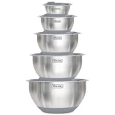 Viking front view packaged set showing all five bowls and lids for organized prep